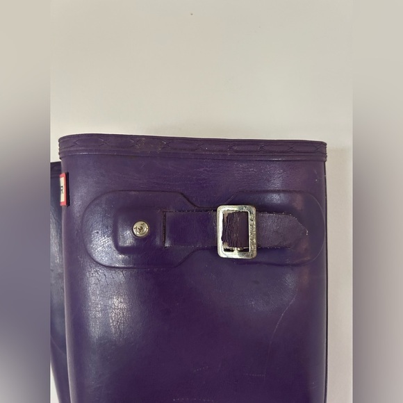 Hunter Purple Rain Boots Knee High Waterproof Womens Size 5 Wellies Bluckle - Picture 4 of 10